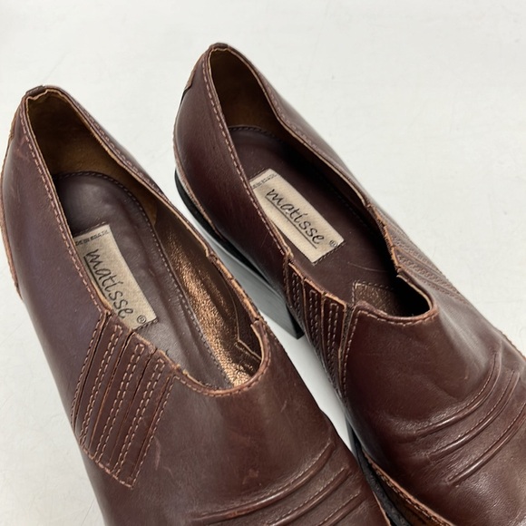 Matisse Vintage Brown Leather Western Pointed Toe Slip On Heel Mule Ankle Boots - Picture 5 of 5